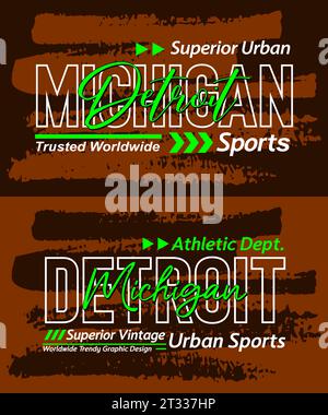 Detroit Michigan urbane Kalligraphie Schriftart Grunge Superior Vintage, Typografie, für T-Shirt, Poster, Labels, usw. Stock Vektor