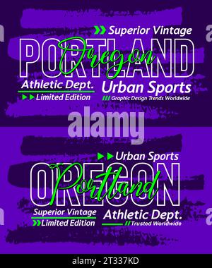 Oregon Portland urbane Kalligraphie Schriftart Grunge Superior Vintage, Typografie, für T-Shirt, Poster, Labels, usw. Stock Vektor