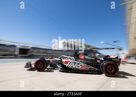 AUSTIN, TEXAS, USA AM 20. OKTOBER 2023; 20, Kevin MAGNUSSEN, DEN, Haas F1 Team, VF-23, F065-Motor, während des Formel-1-Grand-Prix in Austin, TEXAS, USA 2023, Rundkurs der Nord- und Südamerika, US-F1-GP, Formel 1, Formule 1 – Formel-1-Grand-Prix am 20. Oktober in Austin, TEXAS – gebührenpflichtiges Bild – Foto: © Irwen SONG/ATP Images (SONG Irwen/ATP/SPP) Guthaben: SPP Sport Pressefoto. /Alamy Live News Stockfoto