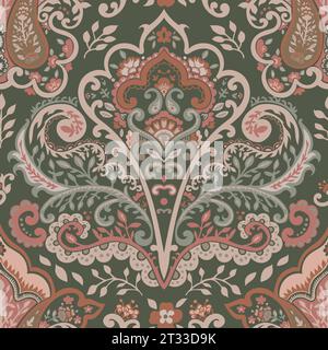 Paisley-Muster mit Blumen und Zweigen Stock Vektor