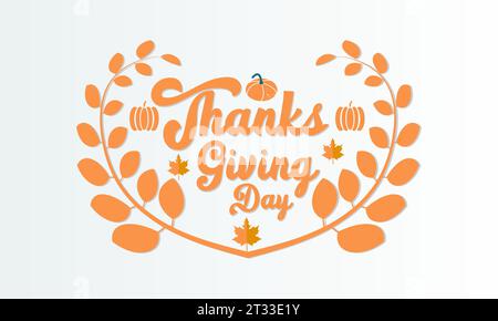 Thanksgiving Day fest Eine üppige Ernte und Familienfeier mit Truthahn, Kürbiskuchen und Dankbarkeit Hearts Banner. Vektorvorlage für Hintergrund Stock Vektor