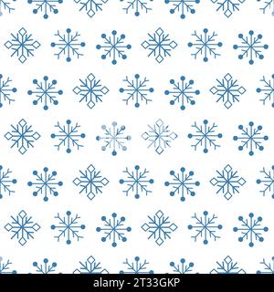 Einfaches nahtloses Winter- und Weihnachtsmuster mit Schneeflocken. Vektor flach. Stock Vektor