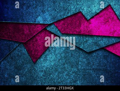 Abstrakter rosa und blauer Grunge Corporate Material Textur Hintergrund. Geometrische Vektorkonstruktion Stock Vektor