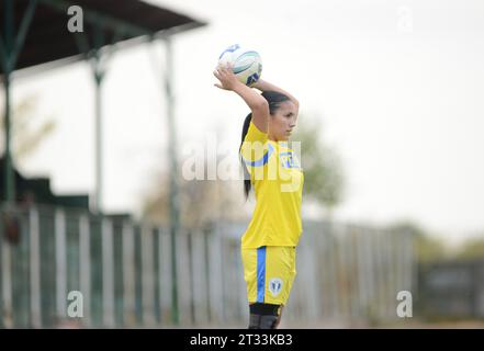 Frauenfußball: Rumänien 3. Liga Spiel zwischen Prahova CSU Ploiesti und FC Petrolul Ploiesti , Stadion Metalul Filipestii de Padure , 22.10.2023 Stockfoto