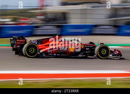 Austin, Texas - 22. Oktober 2023: Charles Leclerc, Fahrer des #16 Scuderia Ferrai F1-Autos, beim Lenovo Grand Prix der Vereinigten Staaten auf dem Circuit of the Americas. Quelle: Nick Paruch / Alamy Live News Stockfoto