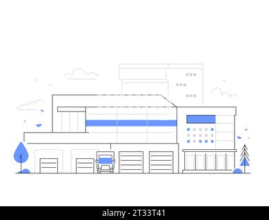 Lagerraum – Illustration im Stil eines modernen Liniendesigns Stock Vektor