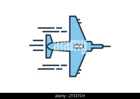 Jet-Symbol. Symbol für Geschwindigkeit, Luftfahrt. Geeignet für Websites, Apps, Benutzeroberflächen, Druckgeräte usw. Symbolstil für flache Linien. Einfache Bearbeitung der Vektorkonstruktion Stock Vektor