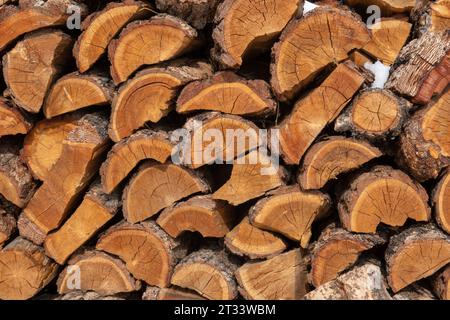 Großaufnahme von Holzschnitten in der Altai Republik Stockfoto