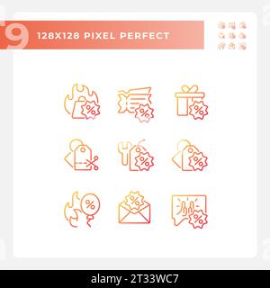 Satz von Pixel Perfect Gradienten Rabatte Symbole Stock Vektor