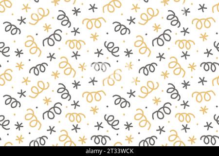 Kniffeliges, naives, nahtloses weihnachtsmuster. Kreatives Scribble abstraktes Silvester-Hintergrund mit Schneeflocken-Illustration zum Feiern. Einfaches x Stock Vektor