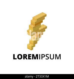 Logo mit Blitz für Aufdruck und Design. Vektorabbildung. Stock Vektor