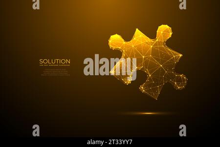 Digitales einzelnes goldenes Puzzle. Technologie leichtes Stichsägestück Stock Vektor