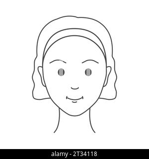 Teenager Girl Happy Face Portrait Illustration Stock Vektor
