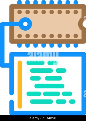 Illustration des Farbsymbols der Mikrocontroller-Programmierelektronik Stock Vektor