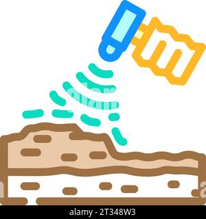 Geotechnische Analyse Hydrogeologe Farbe Symbol Vektor Illustration Stock Vektor