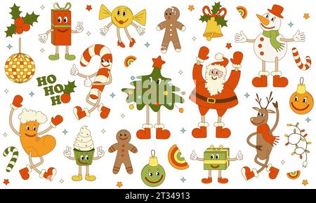 Set mit Weihnachts- und Neujahrsfiguren. Vektorabbildung Stock Vektor