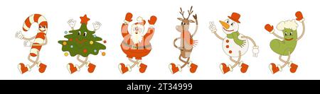 Set mit Weihnachts- und Neujahrsfiguren. Vektorabbildung Stock Vektor