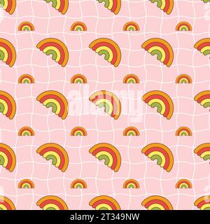 Muster in Nutform. Regenbogen auf rosa Hintergrund. Vektorabbildung. Stock Vektor