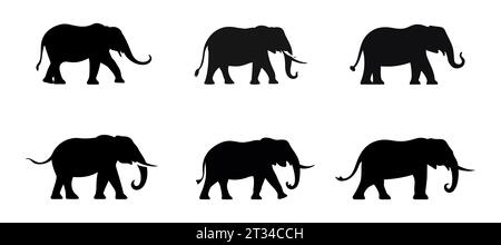 Das Symbol für die Silhouette eines Elefanten isolieren Stock Vektor