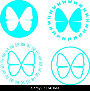 Schmetterlingssymbole mit weißem Hintergrund Stockfoto