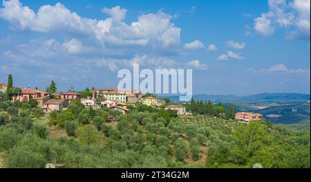 Skyline von Castelnuovo in Chianti, Toskana, Italien Stockfoto