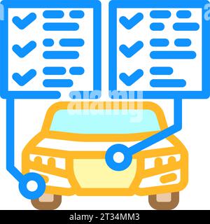 Vektor-Illustration mit Farbsymbolen für Fahrzeuginspektionsmechaniker Stock Vektor