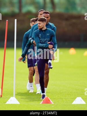 Arsenals Jorginho während eines Trainings im London Colney Training Centre, Hertfordshire. Bilddatum: Montag, 23. Oktober 2023. Stockfoto