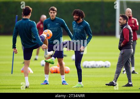 Arsenals Mohamed Elneny während eines Trainings im London Colney Training Centre, Hertfordshire. Bilddatum: Montag, 23. Oktober 2023. Stockfoto