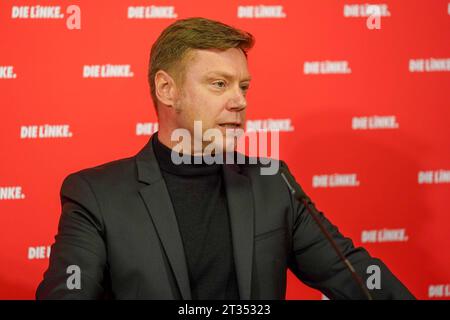 Berlin, Deutschland 23. Oktober 2023: Pressekonferenz die linke - 23.10.2023 im Bild: Martin Schirdewan, Co-Vorsitzender der Partei die linke Karl-Liebknecht Haus Berlin *** Berlin, Deutschland 23 Oktober 2023 Pressekonferenz die linke 23 10 2023 im Bild Martin Schirdewan, Co-Vorsitzender der Partei die linke Karl Liebknecht Haus Berlin Copyright: XFotostandx/xReuhlx Stockfoto