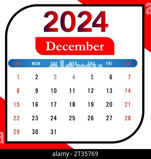 Wandkalender 2024 Vorlage Tischkalender 2024 Design Stock Vektor