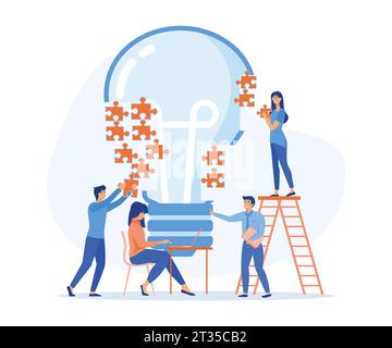 Online-Assistent bei der Arbeit. manager bei Remote-Arbeit, auf der Suche nach neuen Ideen Lösungen, Zusammenarbeit im Unternehmen, flache Vektorgrafik, moderne Illustration Stock Vektor