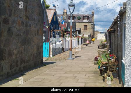 Malerisches und historisches Aberdeen kleines 'Foot Dee' oder Fittie, Gemeinde, Dorf, neben Strand, Promenade. Aberdeenshire, Highland Region, Schottland Großbritannien Stockfoto