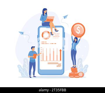 Finanztransaktionen, bargeldlose Zahlungstransaktionen. POS-Terminal und Zahlungssysteme, flache, moderne Illustration Stock Vektor