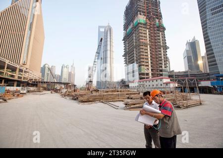 BAUARBEITEN IN SHANGHAI CHINA Stockfoto