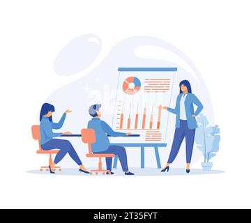 Mentoring-Konzept für Führungskräfte. Der Coach spricht mit dem Publikum. Business Education und Coaching, flache Vektor-moderne Illustration Stock Vektor