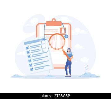 Krankengeschichte und Krankenakte Papier für Krankenhausarzt, Dokument mit Patientenerkrankung oder Krankheitsfortschritt, professionelle Krankenschwester Note, flacher Vektor m Stock Vektor