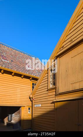 Bryggen Hansa Quarter, Hansakvarteret Bryggen, Norwegen Stockfoto