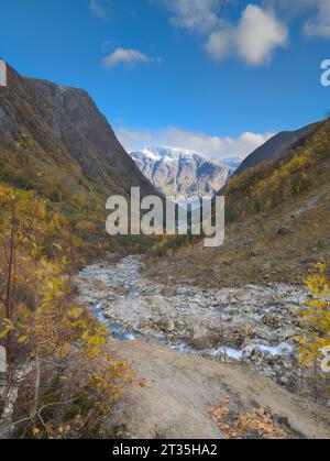 Buer-Tal, Eingang zum Folgefonna-Gletscher in der Nähe von Odda in Hardanger Stockfoto