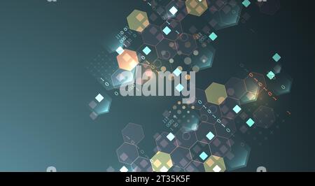 Geometrischer abstrakter Hintergrund mit Sechsecken. Wissenschaft und Technologie. Vektorabbildung Stock Vektor