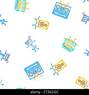 Retro-Musik-Party-Vintage-Vektor-nahtloses Muster Stock Vektor