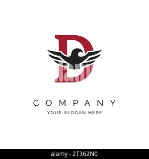 D Buchstabe Logo, Eagle Wings Logo, Falcon Logo Vorlage Vektor Illustration Design Symbol. Buchstabe D mit Adlersymbol Stock Vektor
