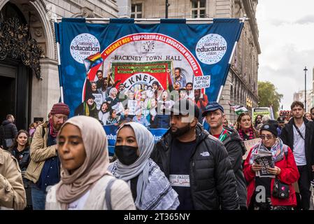 Hackney Teachers Association bei der pro-palästinensischen Proteste in Zentral-London am 21.10.2023, England, Großbritannien Stockfoto
