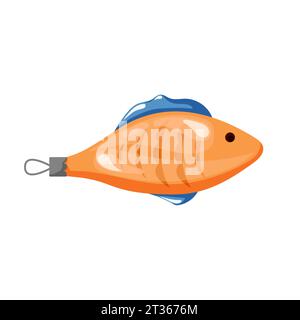 Weihnachtsbaumspielzeug in Fischform im Cartoon-Stil. Weihnachtskugel. Vektorillustration auf weißem Hintergrund isoliert. Stock Vektor