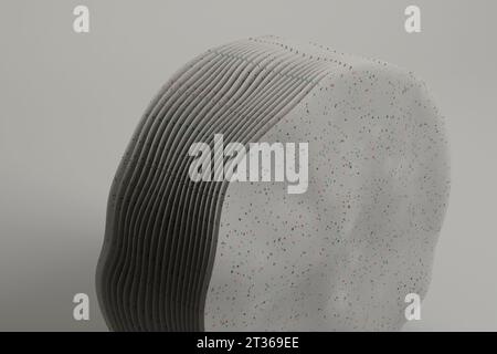 3D-Rendering von Schichten aus weißem gepunktetem Material Stockfoto