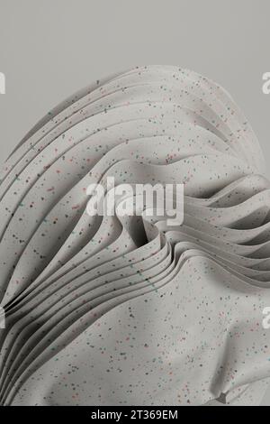 3D-Rendering von Schichten aus weißem gepunktetem Material Stockfoto