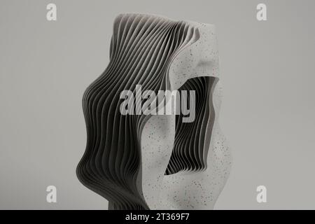 3D-Rendering von Schichten aus weißem gepunktetem Material mit rechteckigem Loch in der Mitte Stockfoto