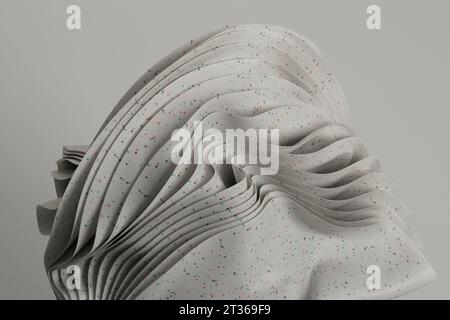 3D-Rendering von Schichten aus weißem gepunktetem Material Stockfoto