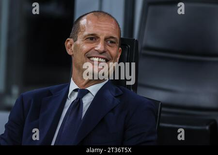 Mailand, Italien. Oktober 2023. Massimiliano Allegri Head Coach des Juventus FC, der 2023/24 während des Fußballspiels der Serie A zwischen AC Milan und Juventus FC im San Siro Stadion zu sehen war. Quelle: SOPA Images Limited/Alamy Live News Stockfoto