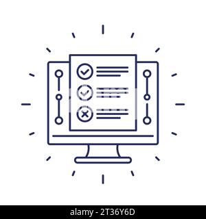Online-Test-Symbol, Linienvektor Stock Vektor