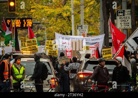 Seattle Wa - 21. Oktober 2023 - Pro-Palästina-marsch in der Innenstadt Stockfoto